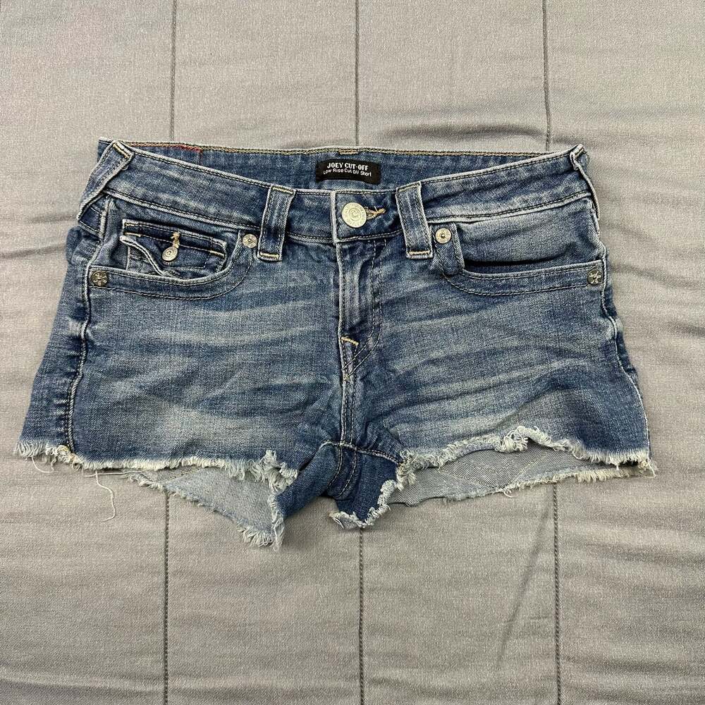 True Religion Joey Cut-Off Low Rise Women's Denim Jean Shorts Size 27